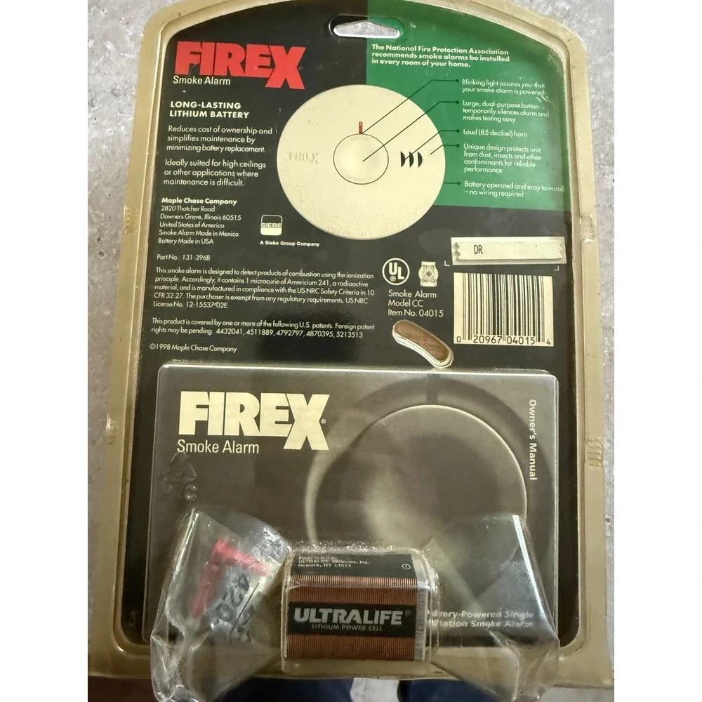 FIREX‎ Smoke Alarm model CC #4015 NEW and Sealed.. Battery Powered